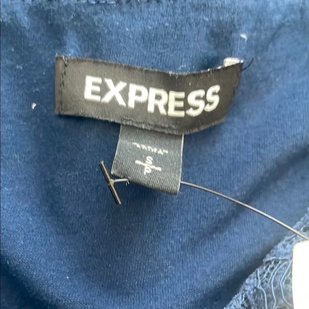 Express Fitted Lace Bodysuit in Blue - Picture 3 of 6